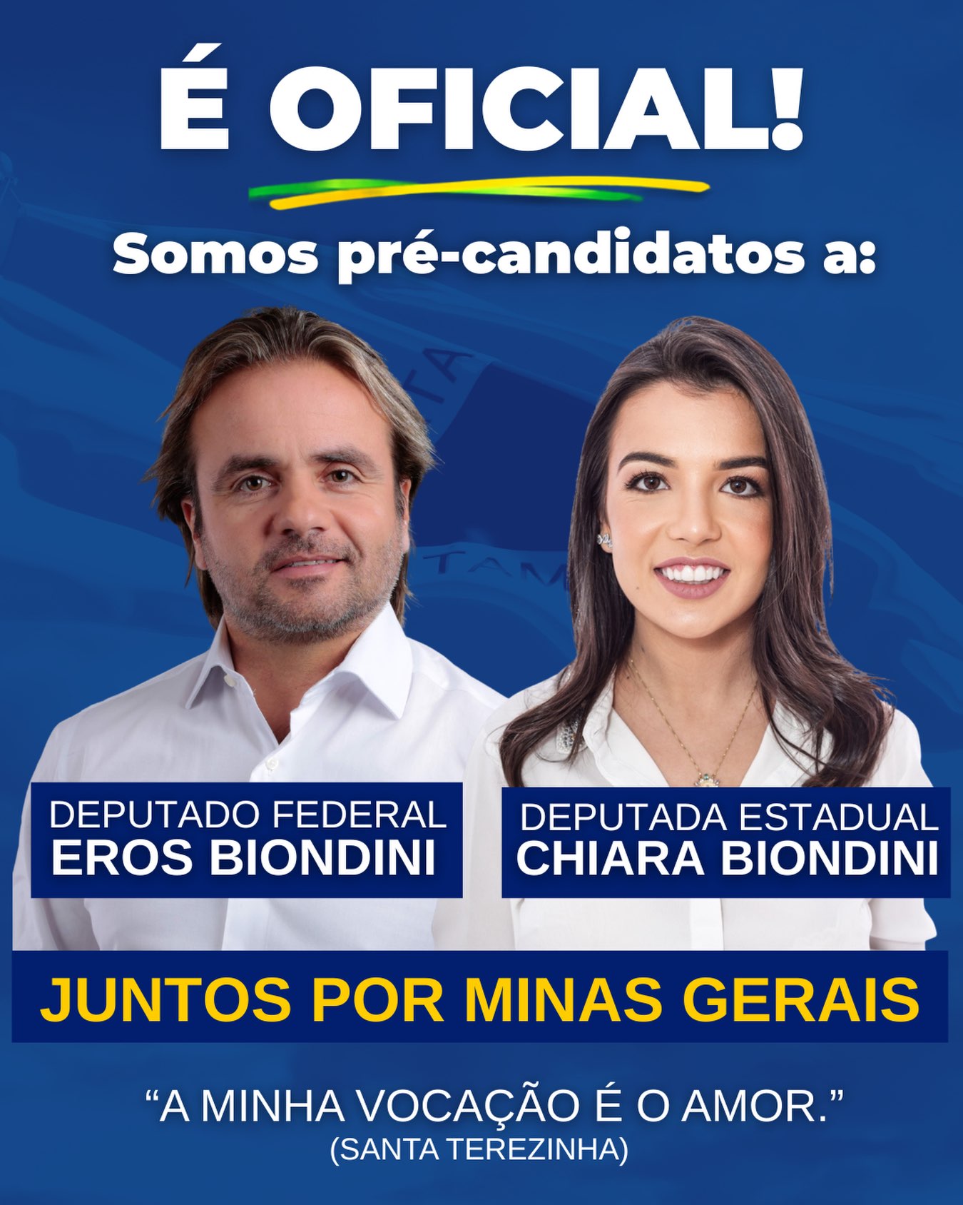 Peça de lançamento da pré-candidatura de Eros e Chiara Biondini